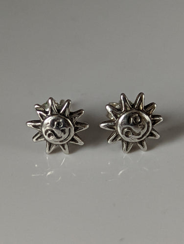 Silver Steed Happy Sun Stud Earrings
