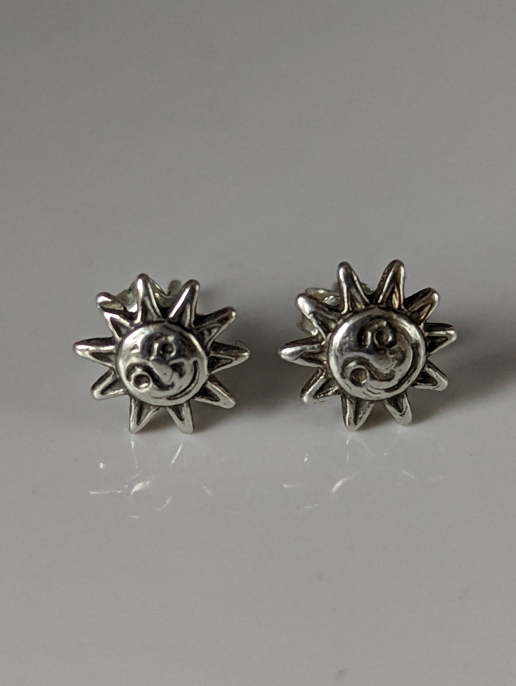 Silver Steed Happy Sun Stud Earrings