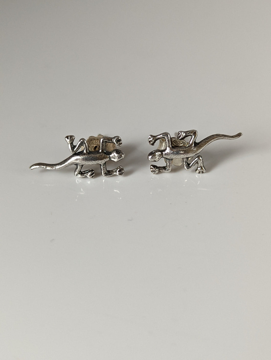 Silver Steed Lizard Stud Earrings