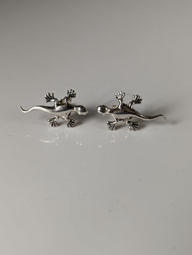 Silver Steed Gecko Stud Earrings
