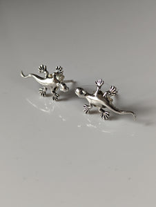 Silver Steed Gecko Stud Earrings