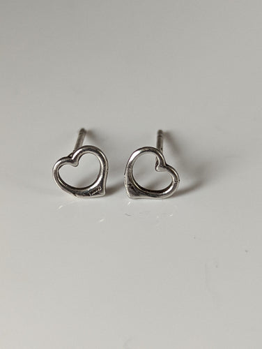 Silver Steed Heart Stud Earrings