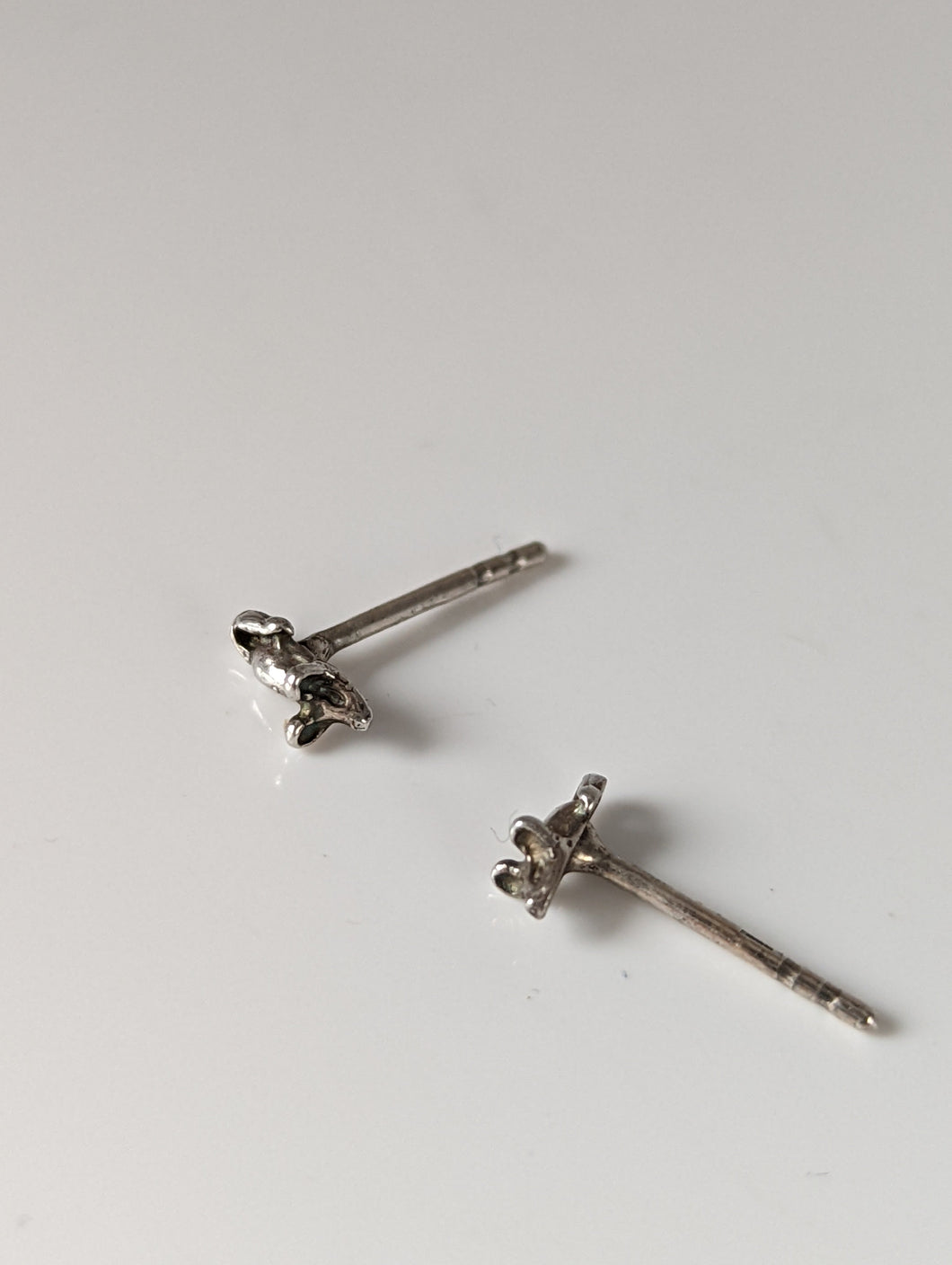 Silver Steed Mouse Stud Earrings