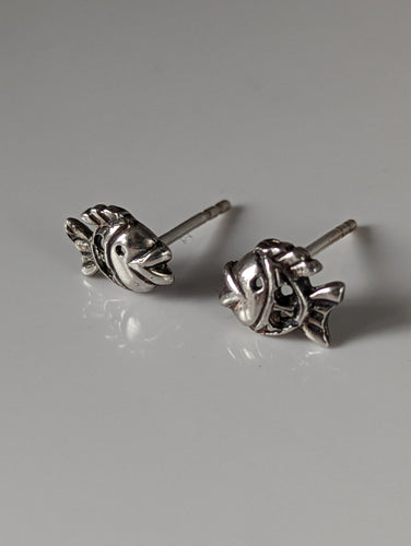 Silver Steed Fish Stud Earrings
