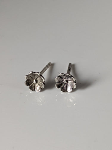 Silver Steed Pansy Stud Earrings