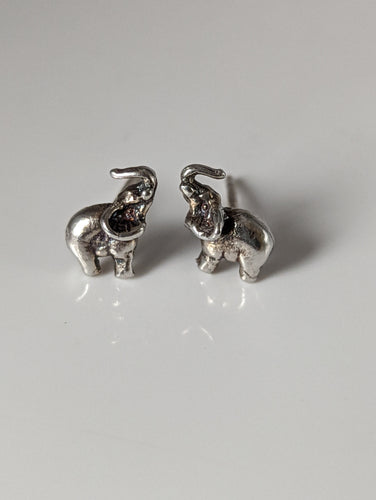 Silver Steed Elephant Stud Earrings
