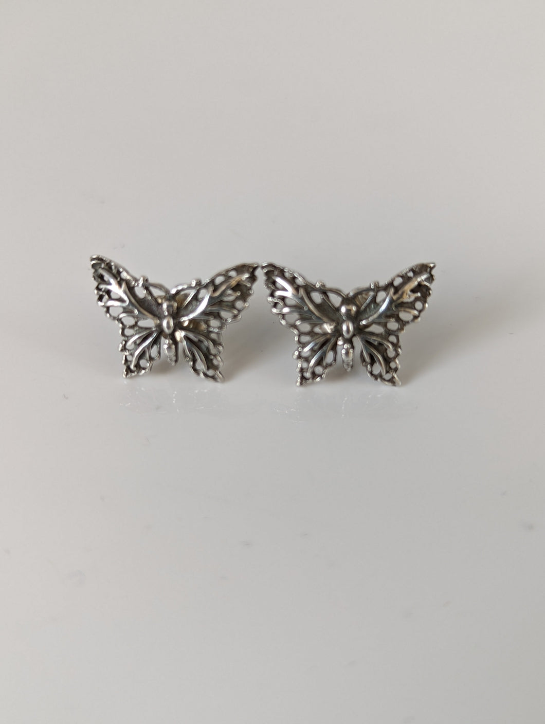 Silver Steed Butterfly Stud Earrings