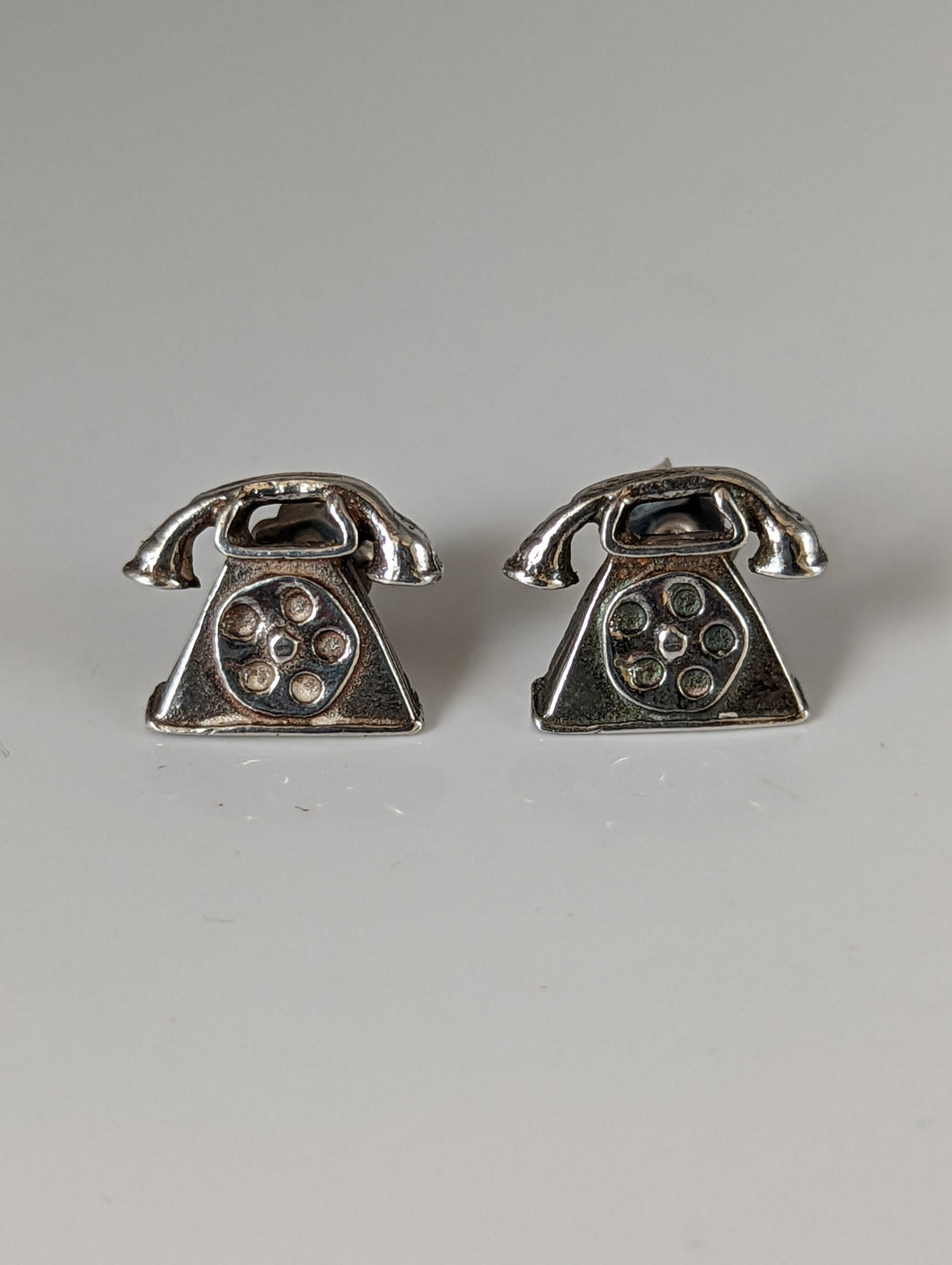 Silver Steed Telephone Stud Earrings