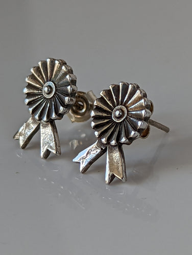 Silver Steed Rosette Stud Earrings