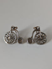Load image into Gallery viewer, Silver Steed Penny Farthing Bike Stud Earrings