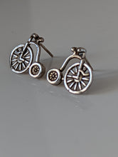 Load image into Gallery viewer, Silver Steed Penny Farthing Bike Stud Earrings