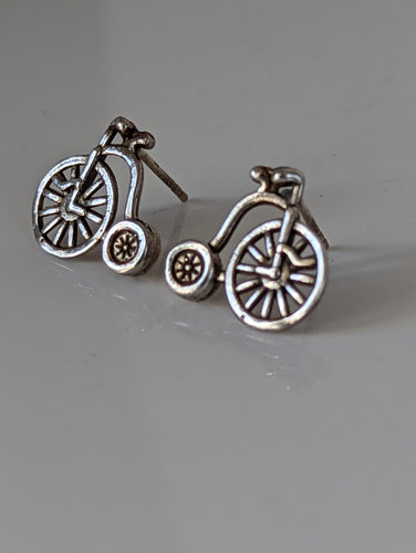 Silver Steed Penny Farthing Bike Stud Earrings