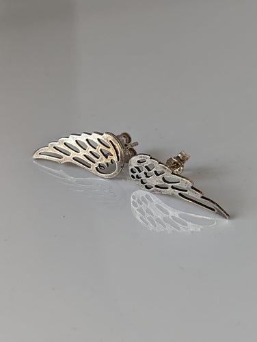 Silver Steed Angel Wings Stud Earrings