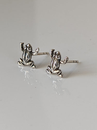 Silver Steed Leap Frog Stud Earrings