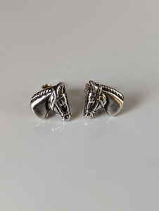 Silver Steed Horse Head Stud Earrings