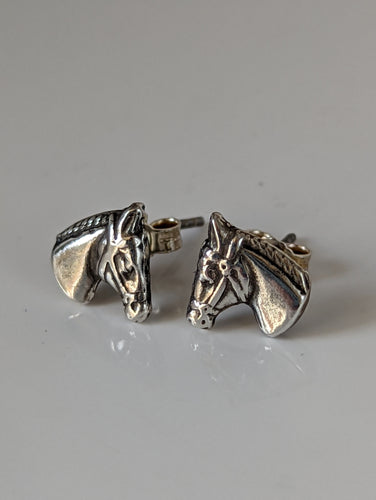 Silver Steed Horse Head Stud Earrings