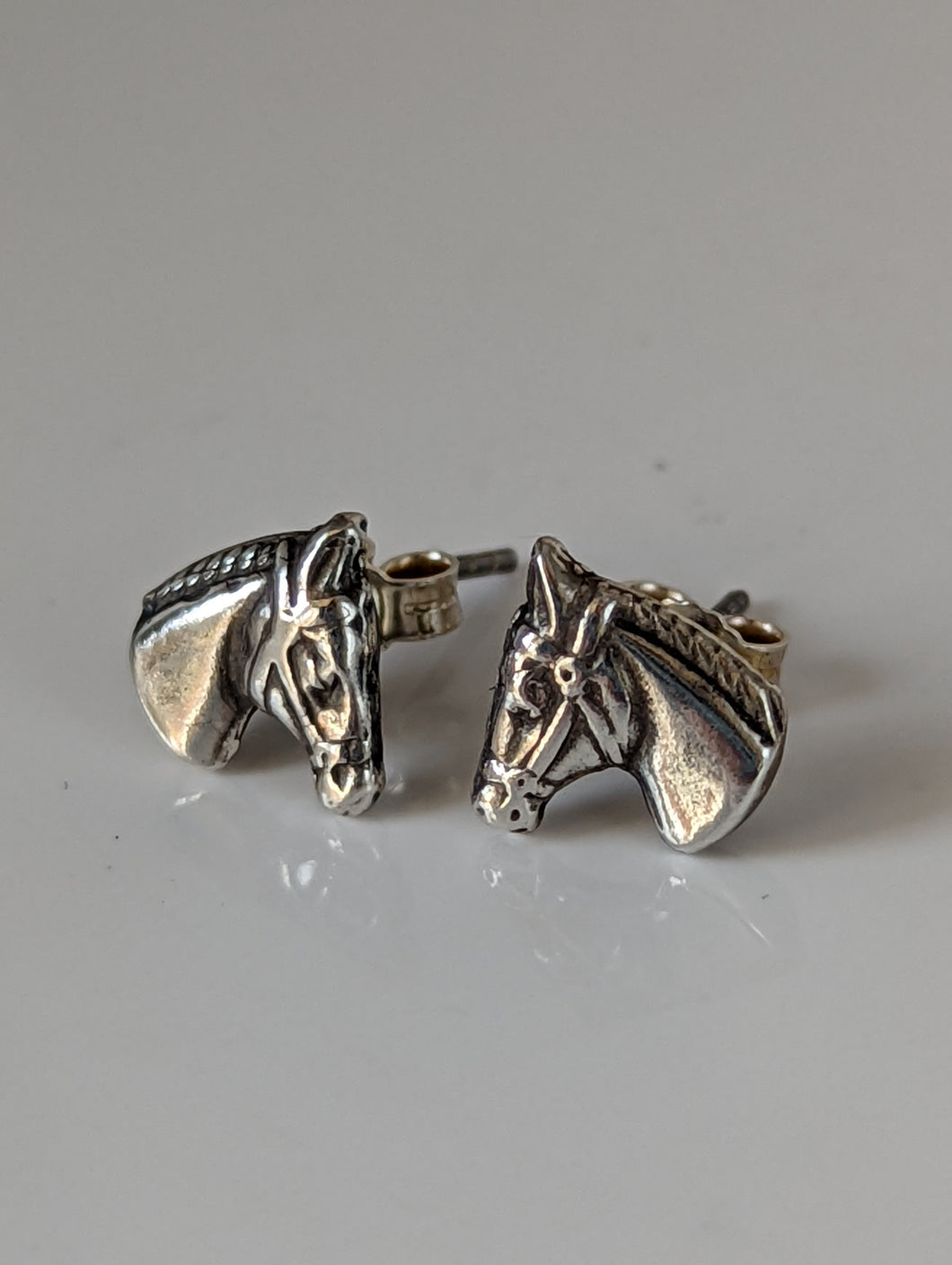 Silver Steed Horse Head Stud Earrings