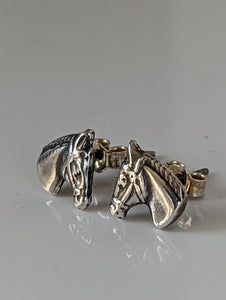 Silver Steed Horse Head Stud Earrings