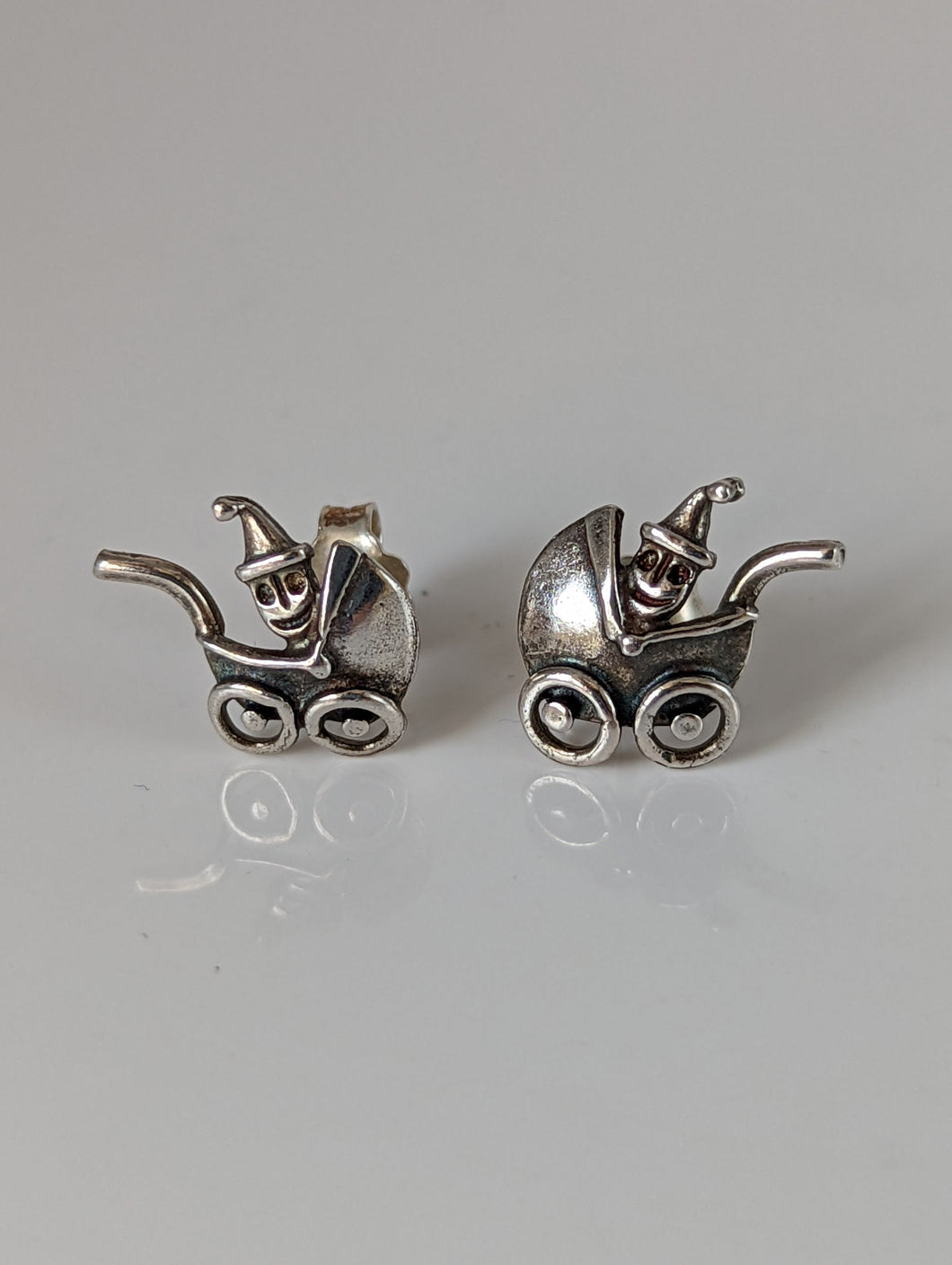Silver Steed Pram Stud Earrings