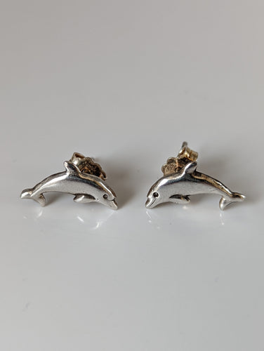 Silver Steed Dolphin Stud Earrings