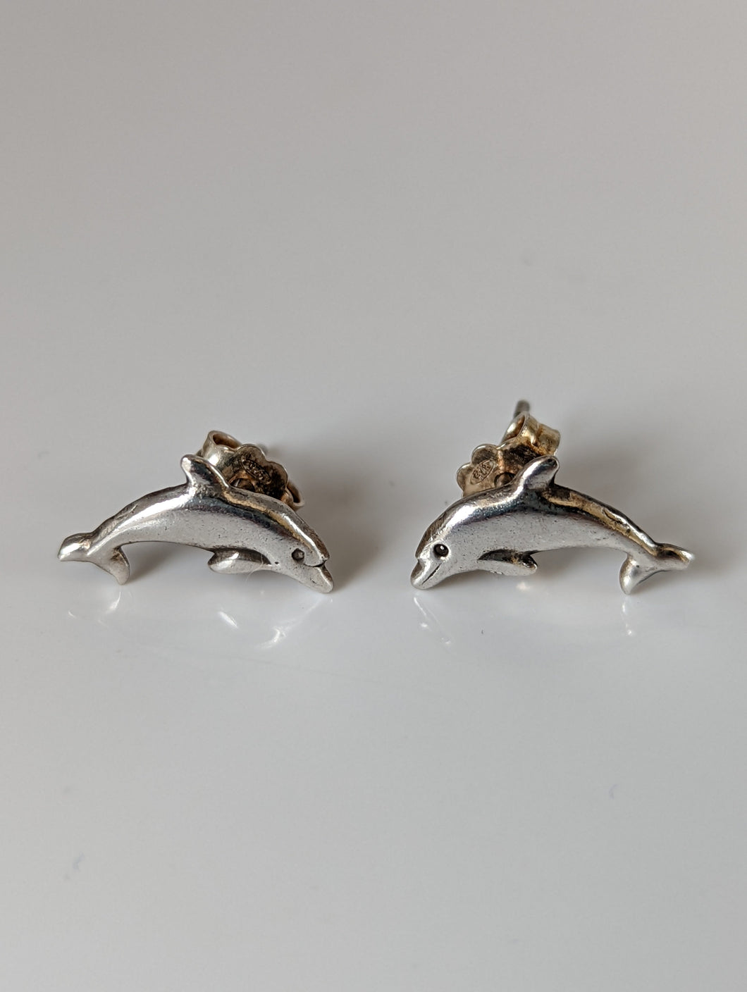 Silver Steed Dolphin Stud Earrings