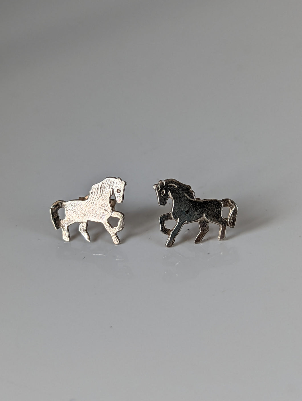 Silver Steed Running Horse Stud Earrings