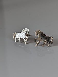 Silver Steed Running Horse Stud Earrings