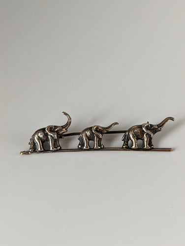 Silver Steed Elephants Silver Brooch