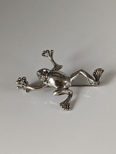 Silver Steed Leaping Frog Silver Brooch