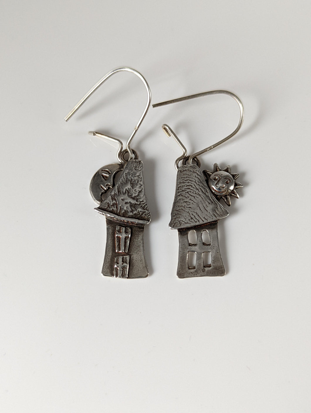 Silver Steed Day & Night House Dropped Earrings