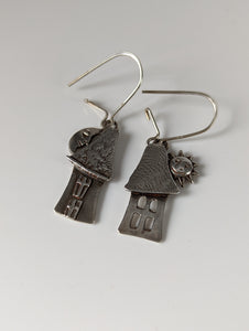 Silver Steed Day & Night House Dropped Earrings