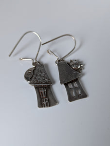 Silver Steed Day & Night House Dropped Earrings