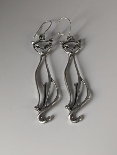 Silver Steed Feline Silver Dropped Earrings