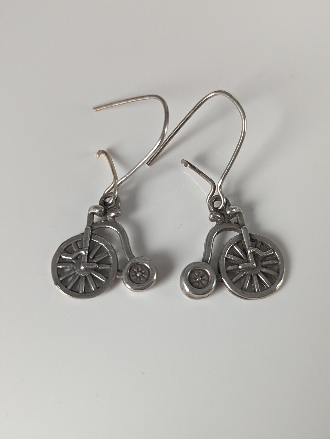 Silver Steed Penny Farthing Bike Dropped Earrings