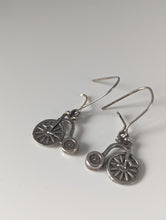 Load image into Gallery viewer, Silver Steed Penny Farthing Bike Dropped Earrings