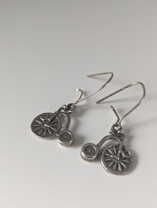 Silver Steed Penny Farthing Bike Dropped Earrings