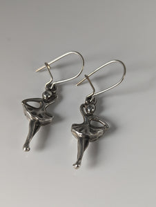 Silver Steed Ballet Dancer Forth Position Dropped Earrings