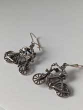 Load image into Gallery viewer, Silver Steed Frogs on Bikes Dropped Earrings