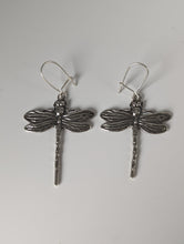Load image into Gallery viewer, Silver Steed Dragonfly Dropped Earrings