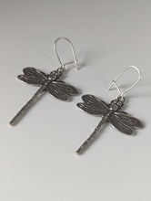 Load image into Gallery viewer, Silver Steed Dragonfly Dropped Earrings