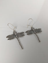 Load image into Gallery viewer, Silver Steed Dragonfly Dropped Earrings