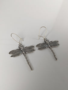 Silver Steed Dragonfly Dropped Earrings