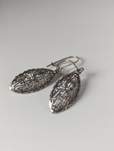 Load image into Gallery viewer, Silver Steed Shield Dropped Earrings