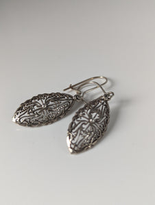 Silver Steed Shield Dropped Earrings
