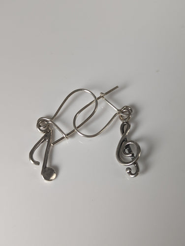Silver Steed Clef & Note Dropped Earrings