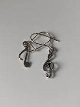 Load image into Gallery viewer, Silver Steed Clef &amp; Note Dropped Earrings
