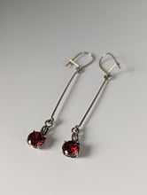 Load image into Gallery viewer, Silver Steed Red Crystal Dropped Earrings