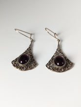 Load image into Gallery viewer, Silver Steed Vintage Filigree Purple Dropped Earrings