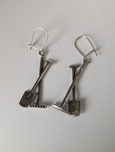 Load image into Gallery viewer, Silver Steed Gardening Tools Dropped Earrings
