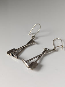 Silver Steed Gardening Tools Dropped Earrings
